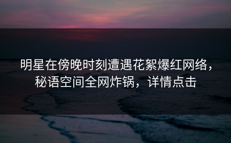 明星在傍晚时刻遭遇花絮爆红网络，秘语空间全网炸锅，详情点击